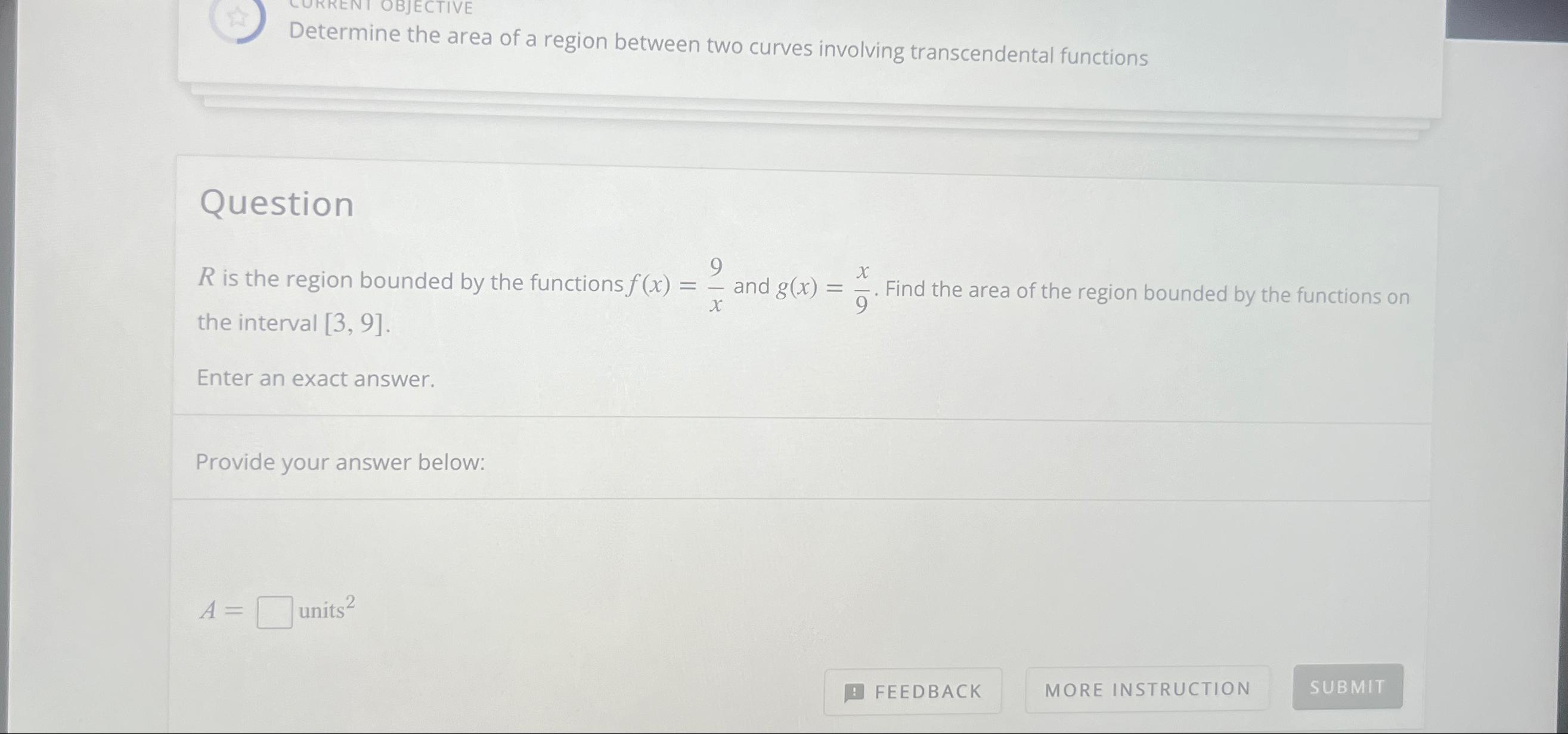 Solved Determine the area of a region between two curves | Chegg.com