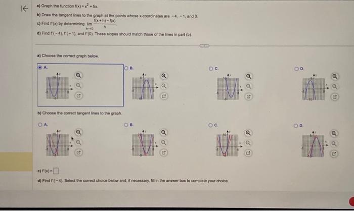 Solved K a) Graph the function f(x)=x² + 5x. b) Draw the | Chegg.com