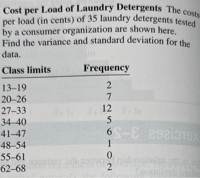 Solved Cost per Load of Laundry Detergents The costs per