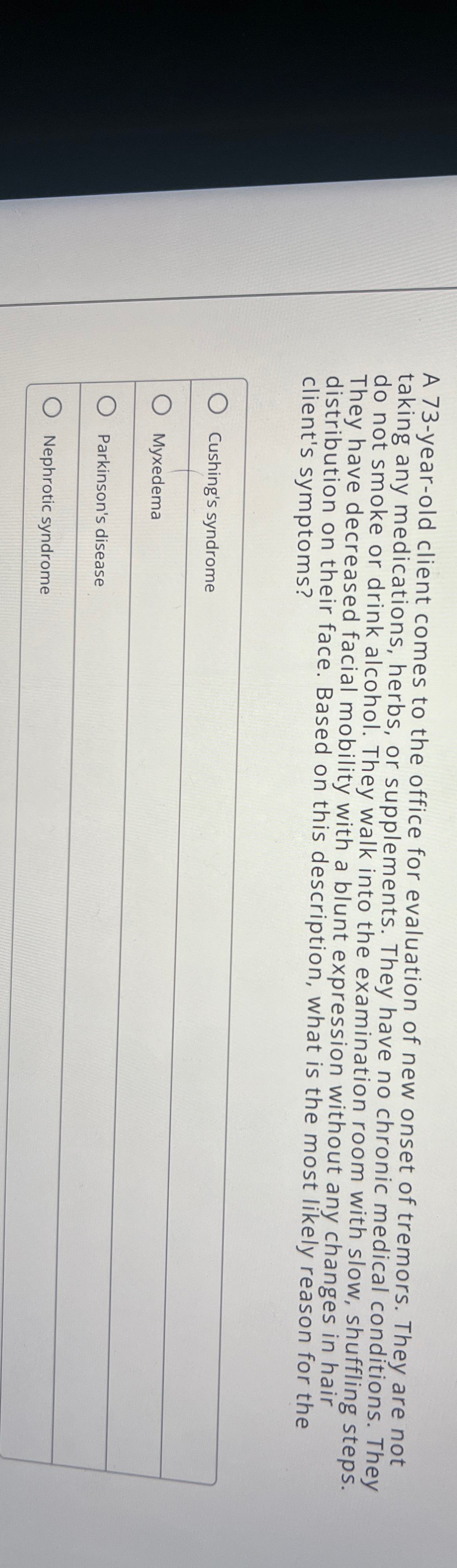 Solved A 73yearold client comes to the office for