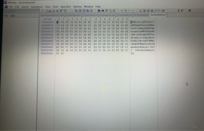 WinHex - Scrambled txt] File Edit Search Navigation | Chegg.com