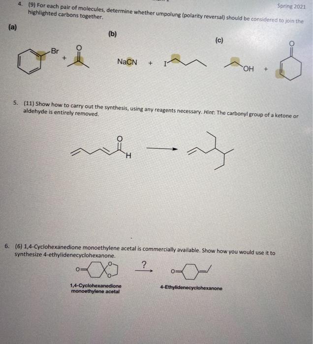 Solved 4. (9) For each pair of molecules, determine whether | Chegg.com