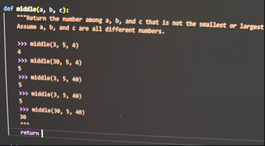 Solved def alddle( a,b,c ):