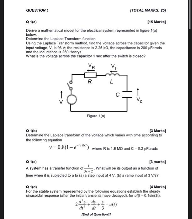 Solved QUESTION 1 [TOTAL MARKS: 25 Q 1(a) [15 Marks] Derive | Chegg.com