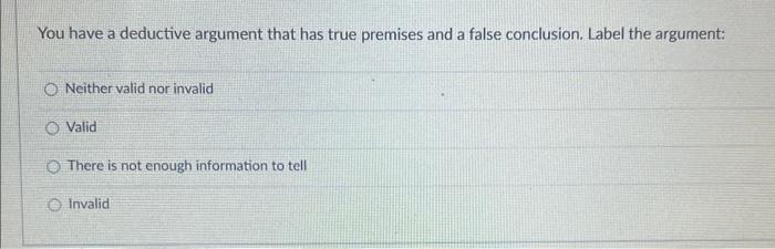 You have a deductive argument that has true premises | Chegg.com