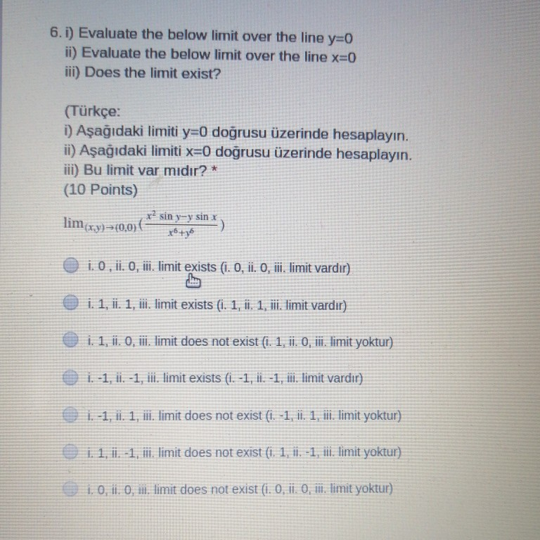 Solved 6. i) Evaluate the below limit over the line y=0 ii) | Chegg.com