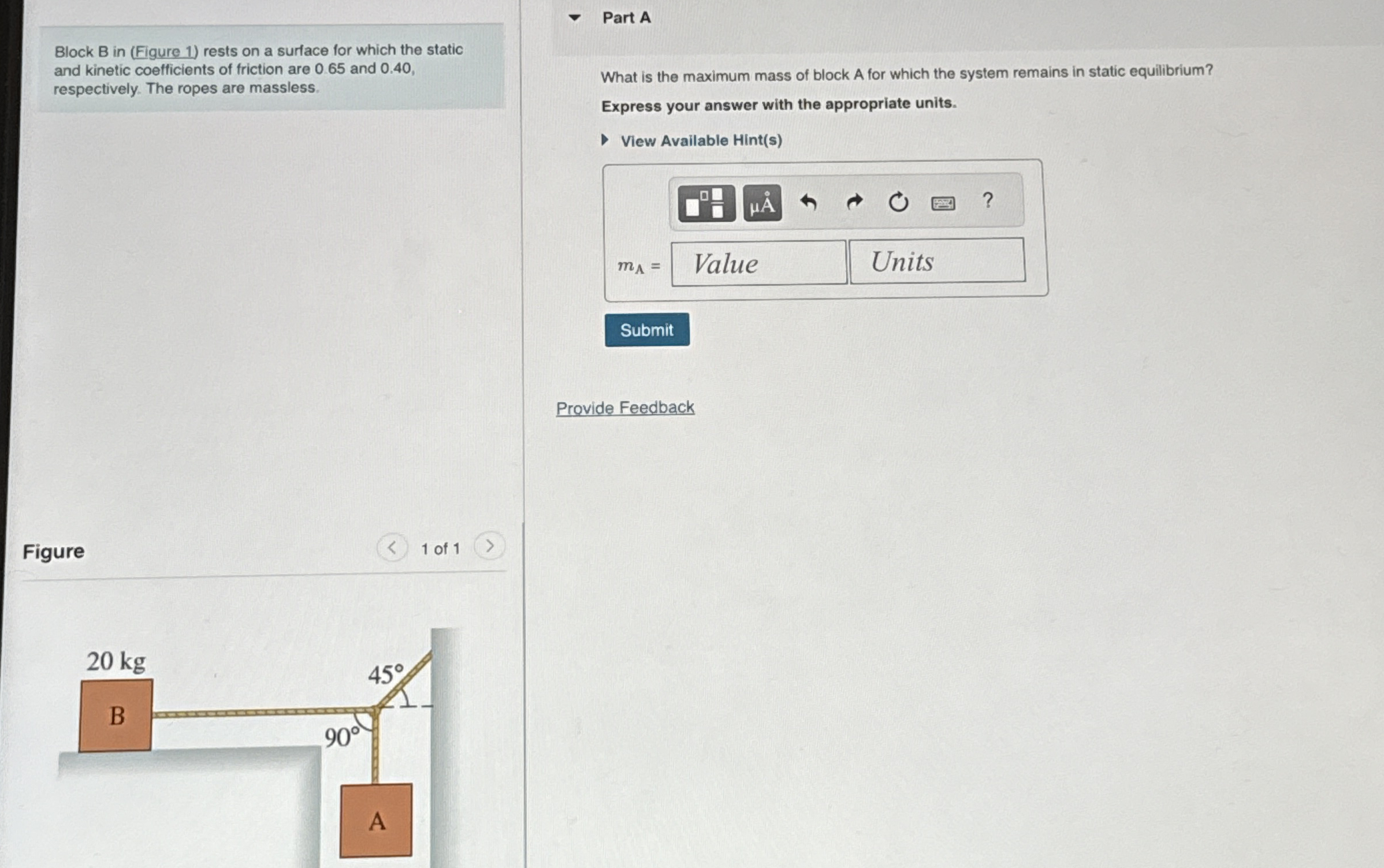 Solved Block B in (Figure 1) ﻿rests on a surface for which | Chegg.com