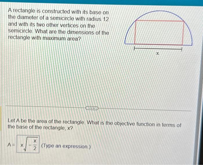 Solved A rectangle is constructed with its base on the | Chegg.com