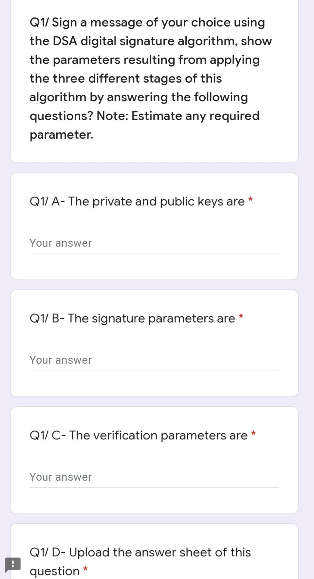 Solved Q1/ Sign a message of your choice using the DSA | Chegg.com