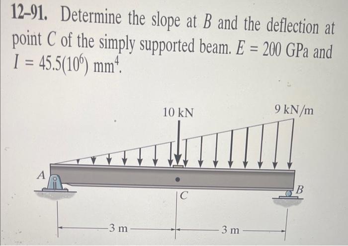 Solved 12-91. Determine The Slope At B And The Deflection At | Chegg.com