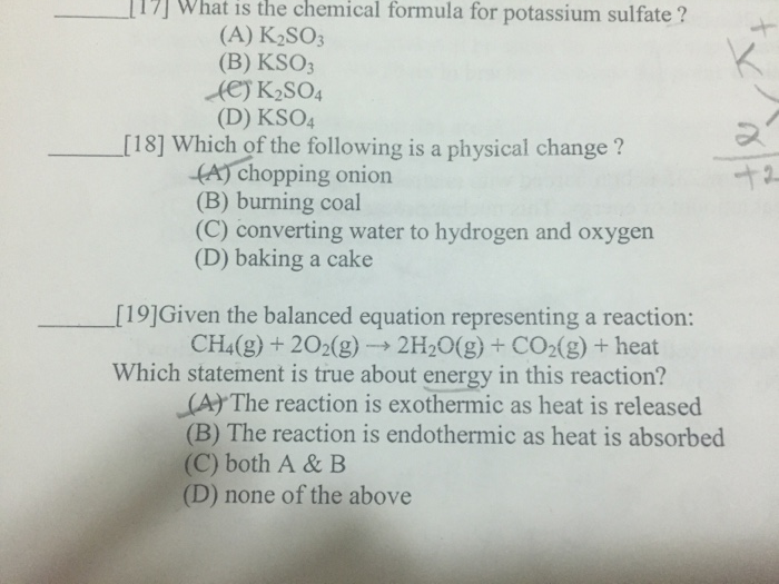 Solved [17] What is the chemical formula for potassium | Chegg.com