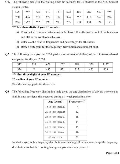 Solved *** 760 *** 134 Q1. The following data give the | Chegg.com