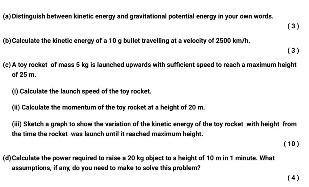 Solved (a) Distinguish between kinetic energy and | Chegg.com