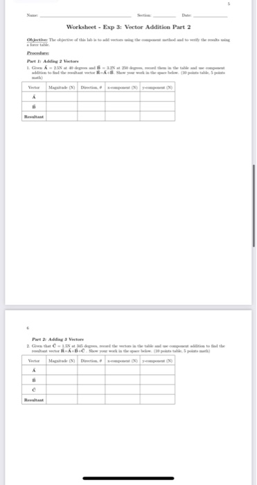 Worksheet - Exp 3: Vector Addition Part 2 1. GA-25 | Chegg.com