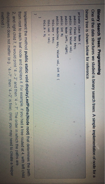 Question 19 20 pts Binary Search Trees: Programming | Chegg.com