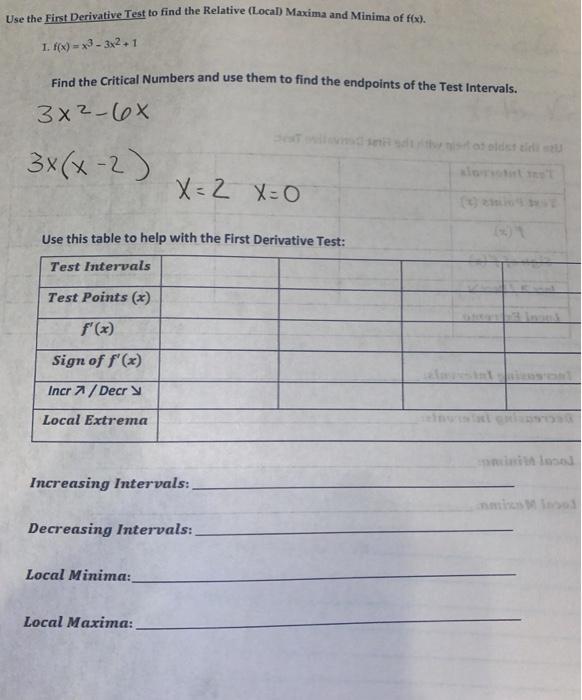 Solved Use the First Derivative Test to find the Relative | Chegg.com