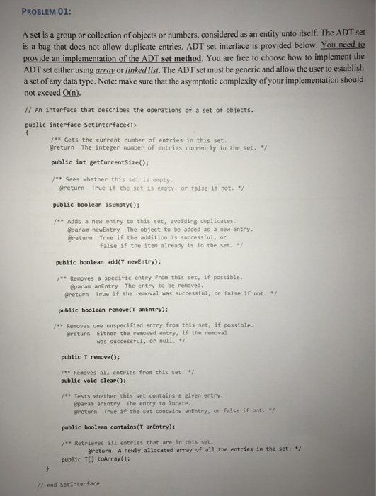 Solved PROBLEM 01: A set is a group or collection of objects | Chegg.com