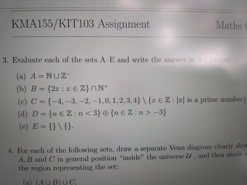 Solved Kma155 Kit103 Assignment Maths 3 Evaluate Each Of Chegg Com