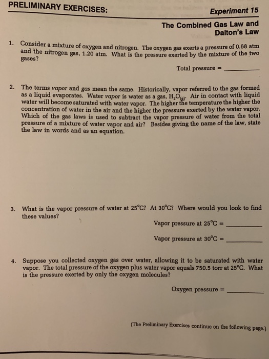 experiment about combined gas law