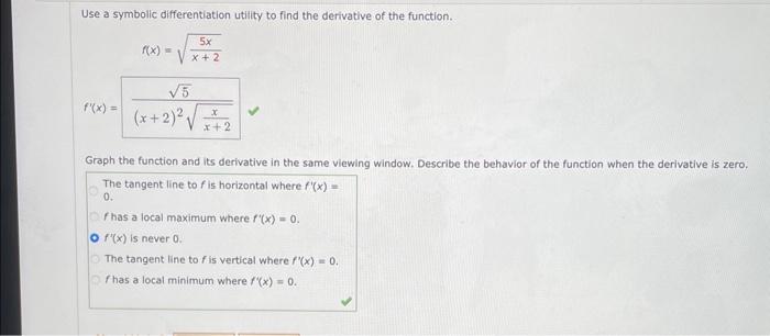 Solved Use a symbolic differentiation utility to find the | Chegg.com