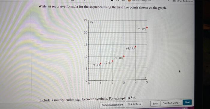 Solved Write an recursive formula for the sequence using the | Chegg.com