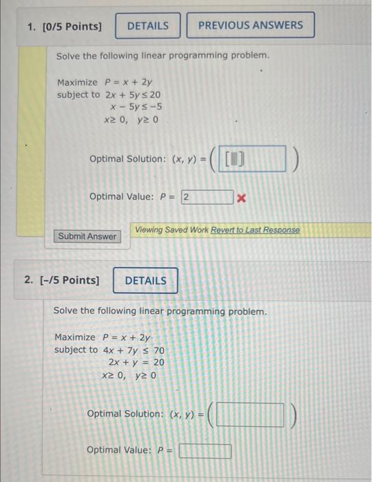 Solved Solve the following linear programming problem. | Chegg.com