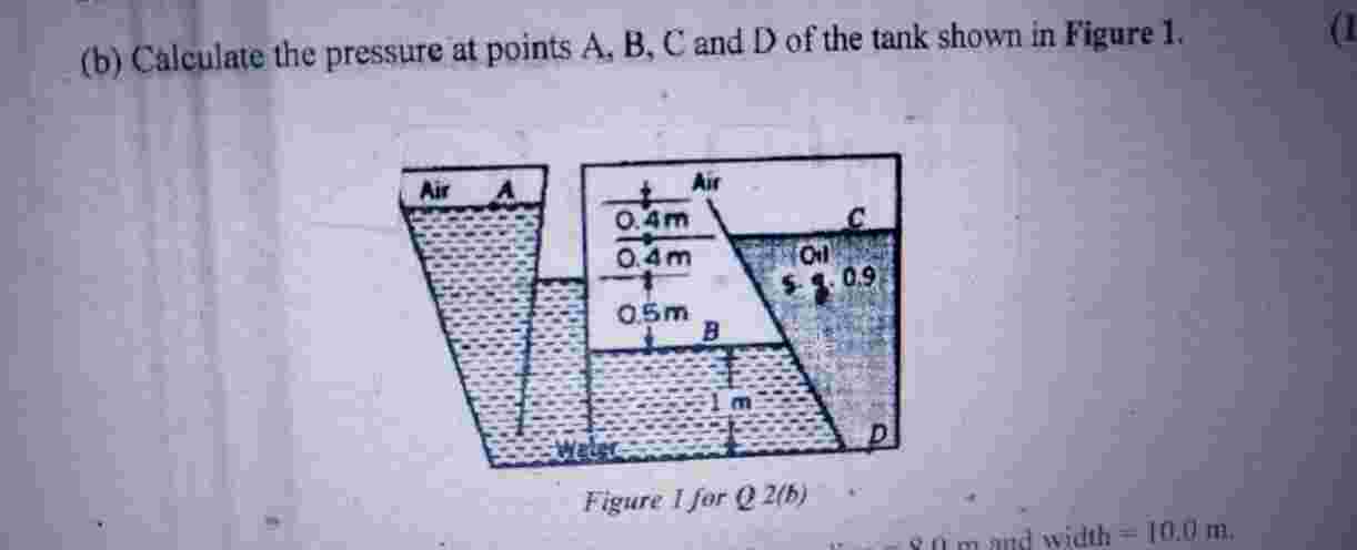 Solved (b) ﻿Calculate the pressure at points A, ﻿B, ﻿C and D | Chegg.com