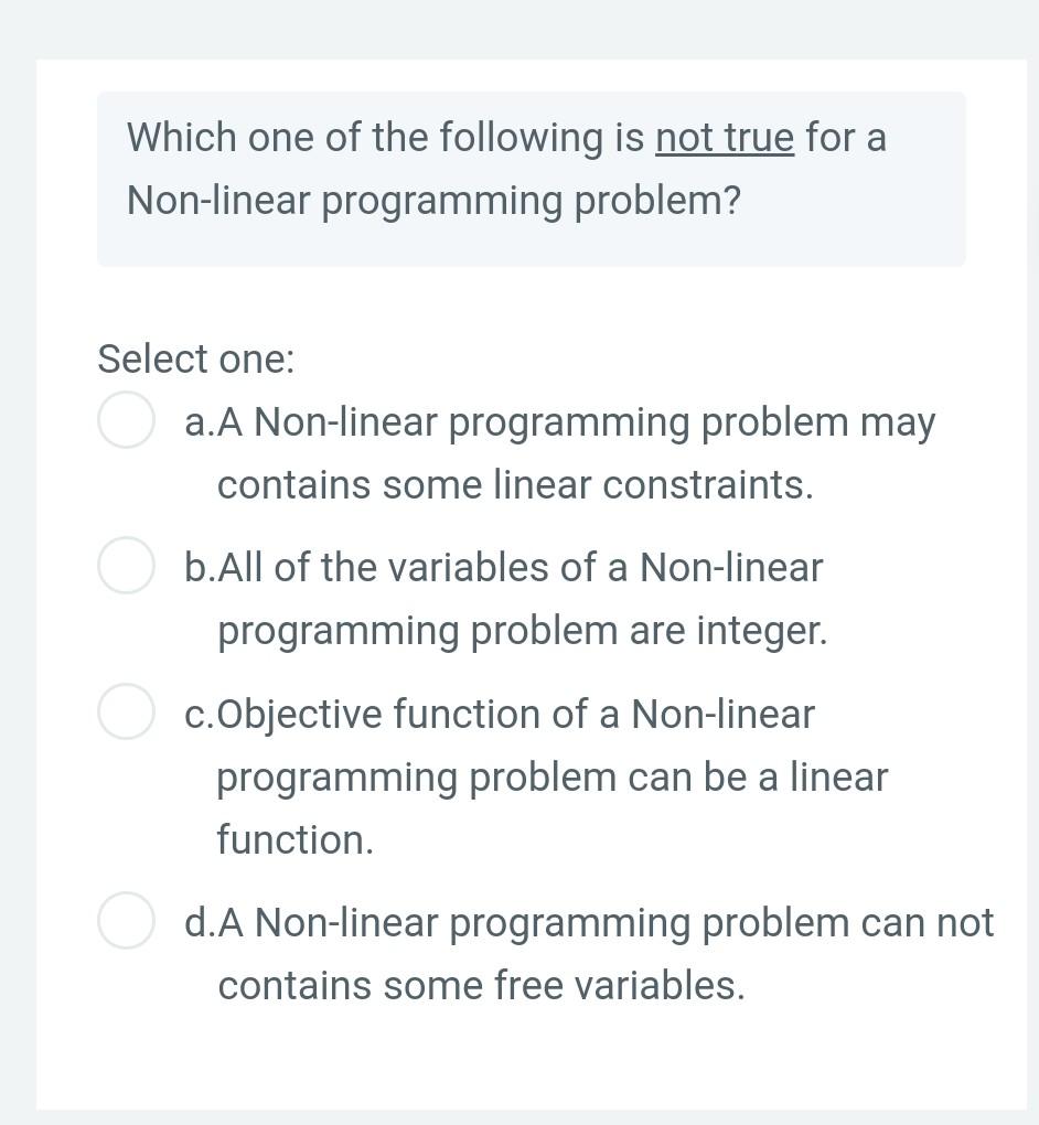 Solved Which one of the following is not true for a | Chegg.com