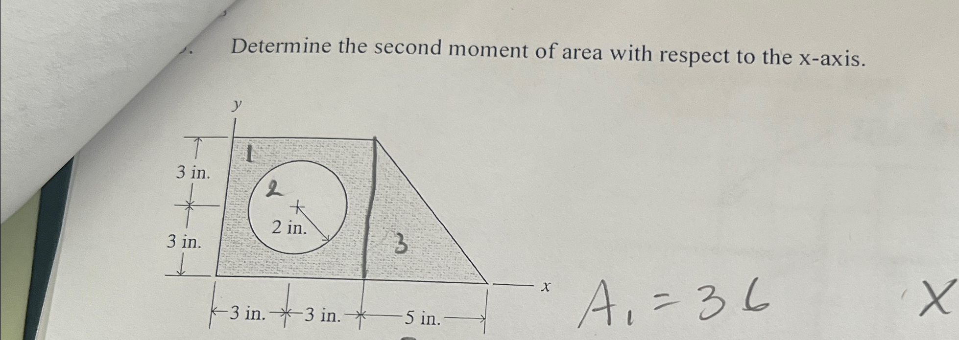 Solved . ﻿Determine the second moment of area with respect | Chegg.com