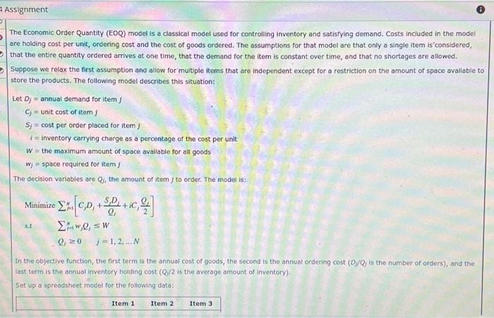 The Economic Order Quantity (EOQ) model is a | Chegg.com