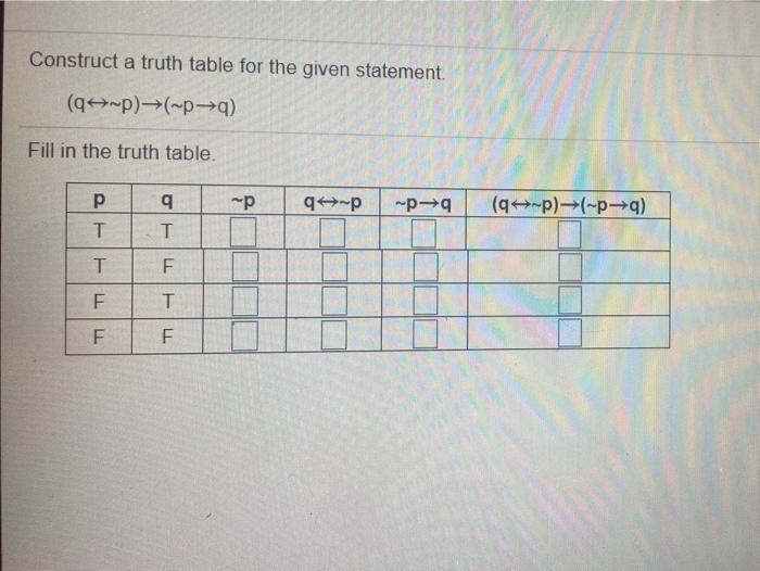 Solved Construct a truth table for the given statement. | Chegg.com