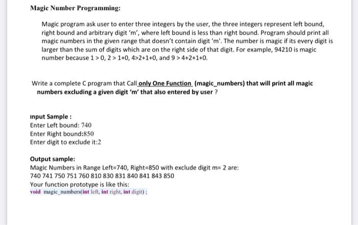 Solved Magic Number Programming: Magic program ask user to | Chegg.com