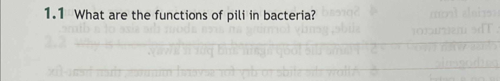 Solved 1.1 ﻿What Are The Functions Of Pili In Bacteria? | Chegg.com