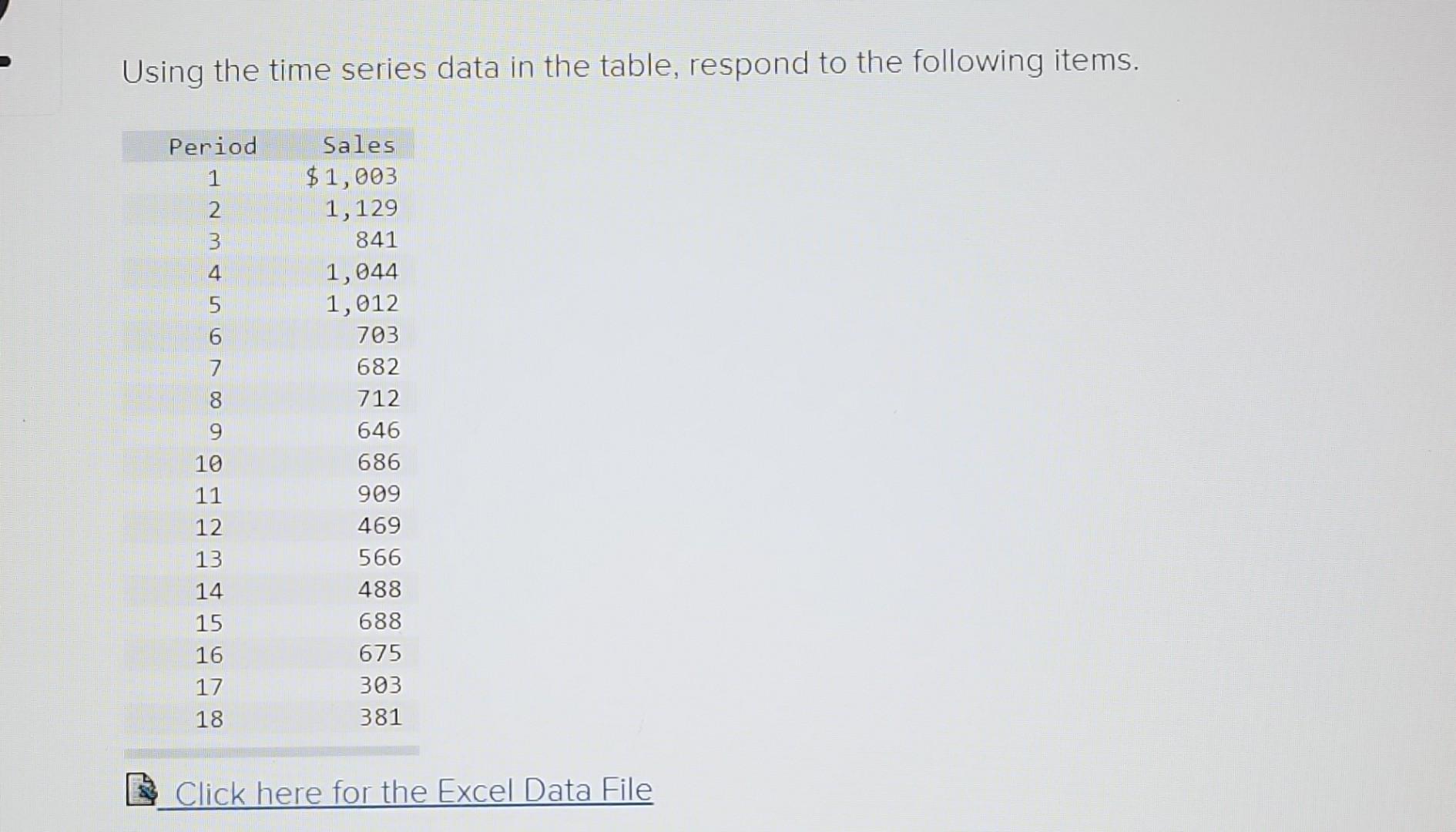 Solved Using the time series data in the table, respond to | Chegg.com