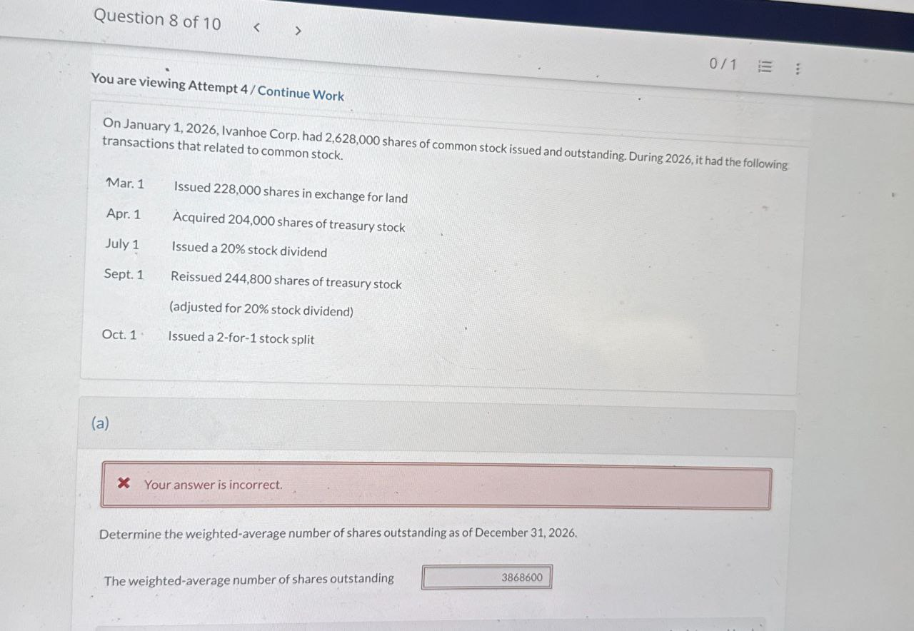 Solved You are viewing Attempt 4 / ﻿Continue Work On January | Chegg.com