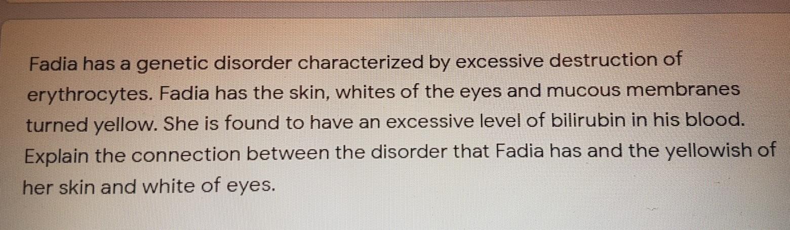 Solved Fadia has a genetic disorder characterized by | Chegg.com