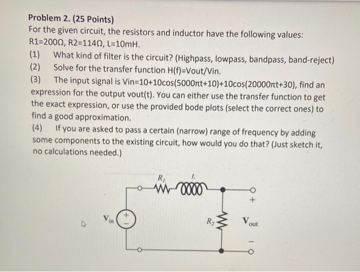 Solved Problem 2. (25 Points) For the given circuit, the | Chegg.com
