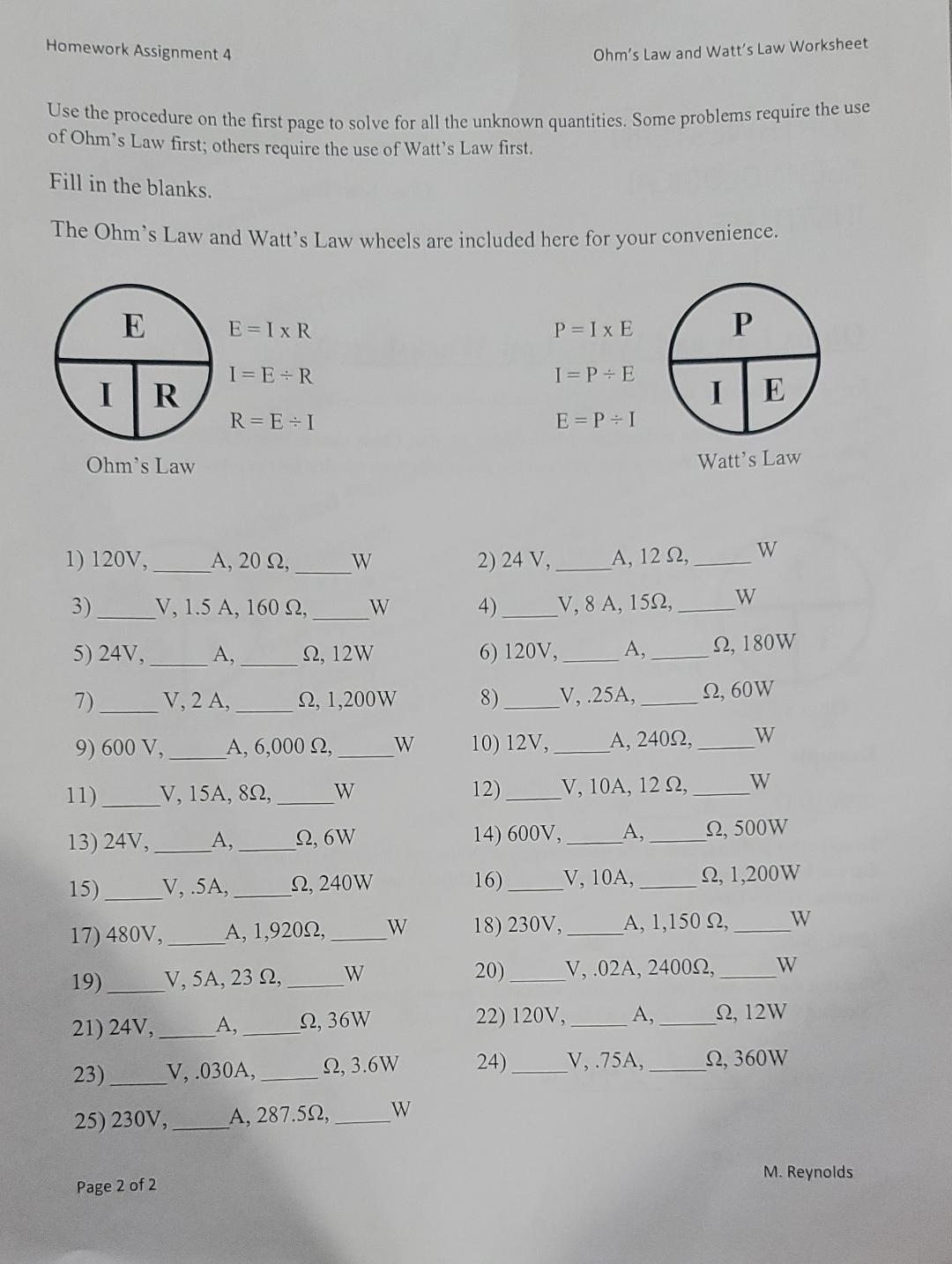 Solved Use The Procedure On The First Page To Solve For All | Chegg.com