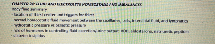 Solved CHAPTER 24: FLUID AND ELECTROLYTE HOMEOSTASIS AND | Chegg.com