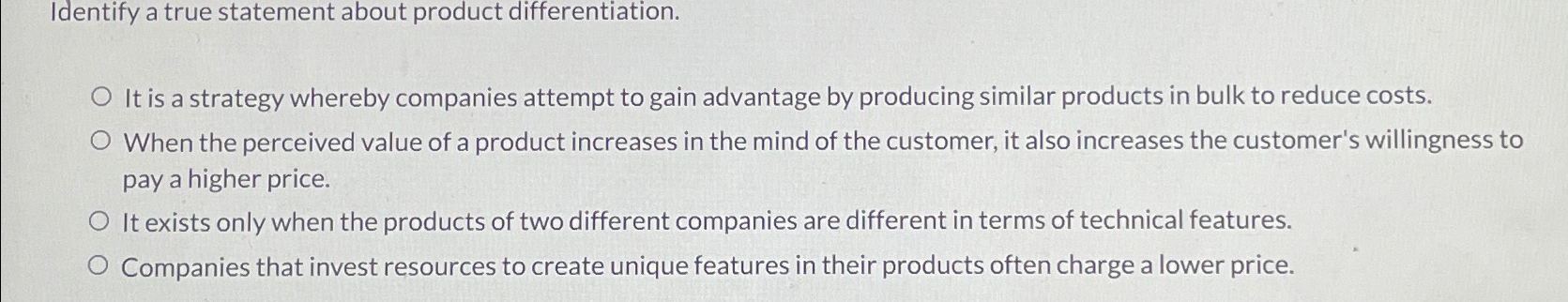 Solved Identify a true statement about product | Chegg.com