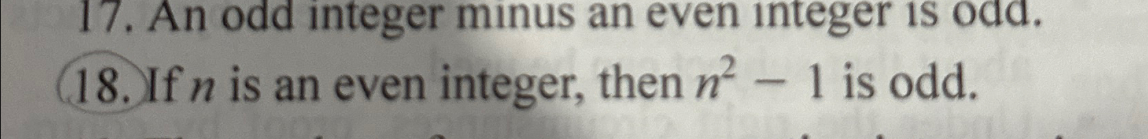 Solved If N ﻿is An Even Integer, Then N2-1 ﻿is Odd. 