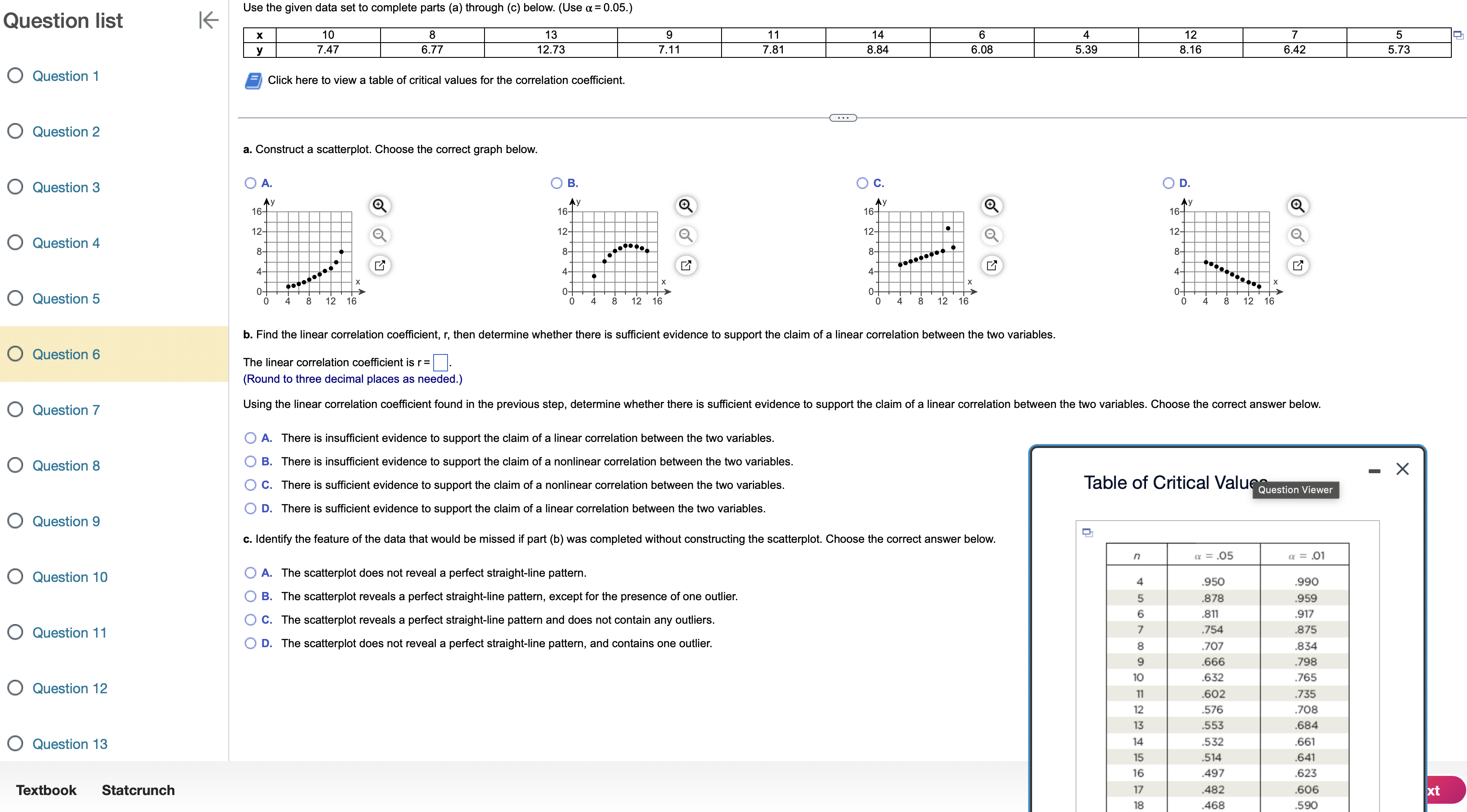 Solved Use the given data set to complete parts (a) ﻿through | Chegg.com