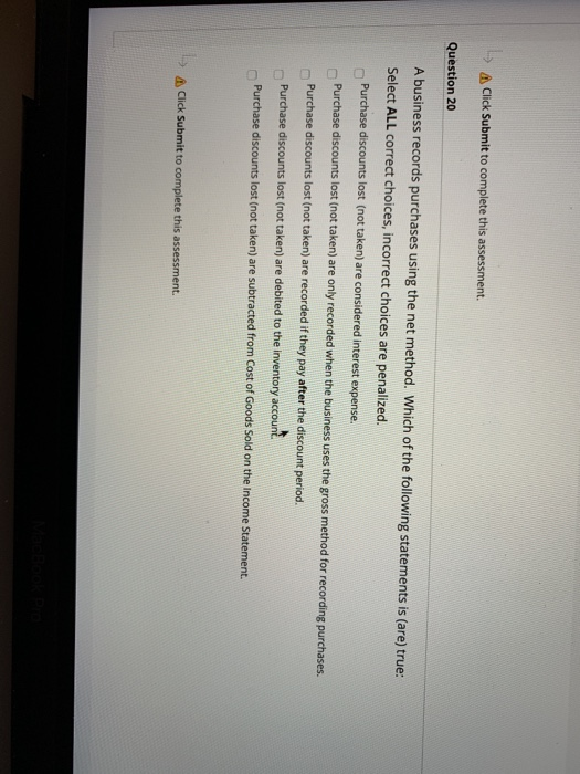 Solved Click Submit to complete this assessment. Question 20