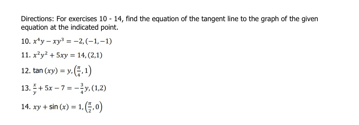 Solved Directions: For exercises 10 - 14, ﻿find the equation | Chegg.com