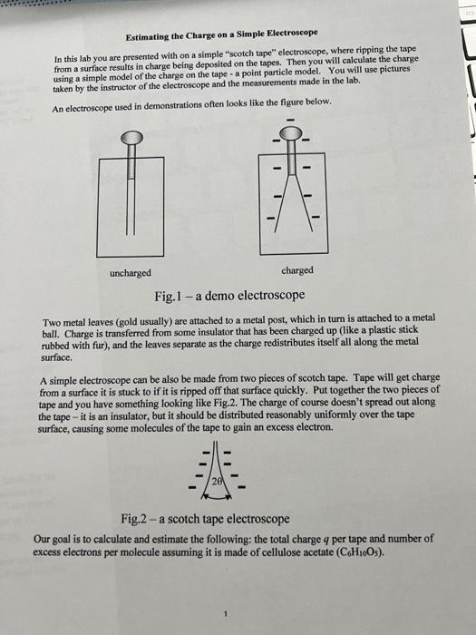 Solved Estimating the Charge on a Simple Electroscope In | Chegg.com