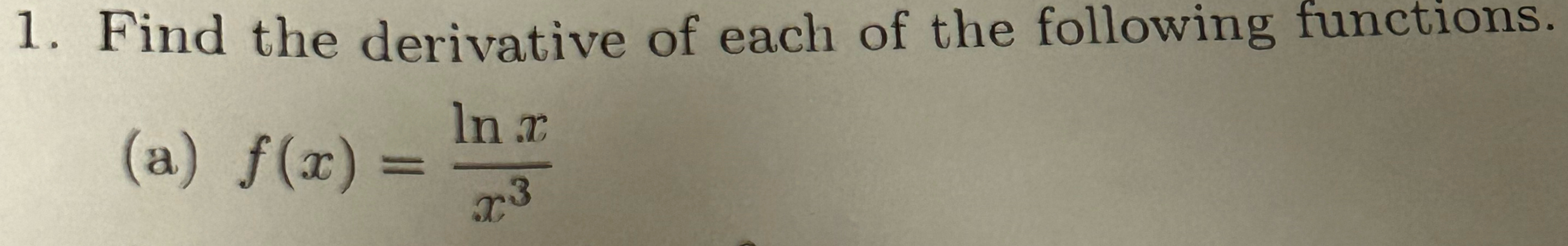 Solved Find the derivative of each of the following | Chegg.com