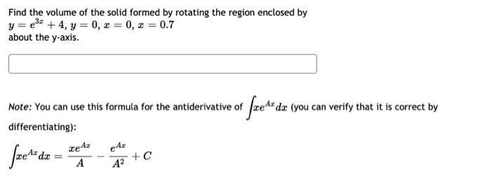 Solved Find the volume of the solid formed by rotating the | Chegg.com