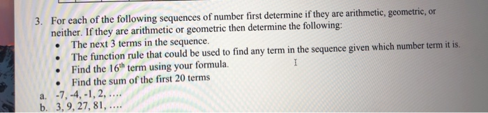 Solved 3. For each of the following sequences of number | Chegg.com