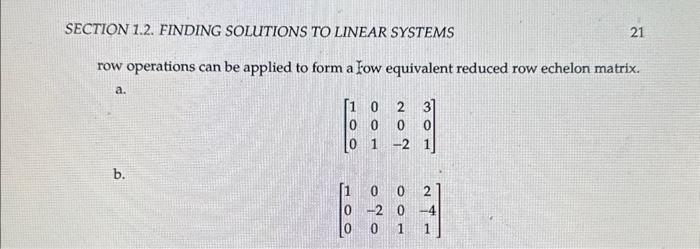 Solved SECTION 1.2. FINDING SOLUTIONS TO LINEAR SYSTEMS 21 | Chegg.com