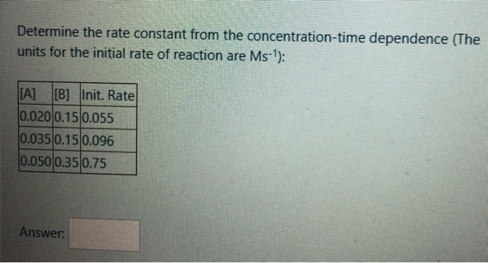Solved Determine the rate constant from the | Chegg.com